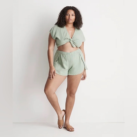 NWT Madewell Double-Gauze Tie-Front Cropped Top - Picture 5 of 5